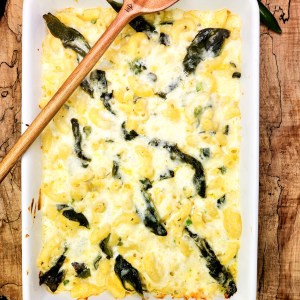 Out West Poblano Mac with fire roasted poblano peppers and a blend of sharp white cheddar and creamy jack cheese for ultimate flavor.