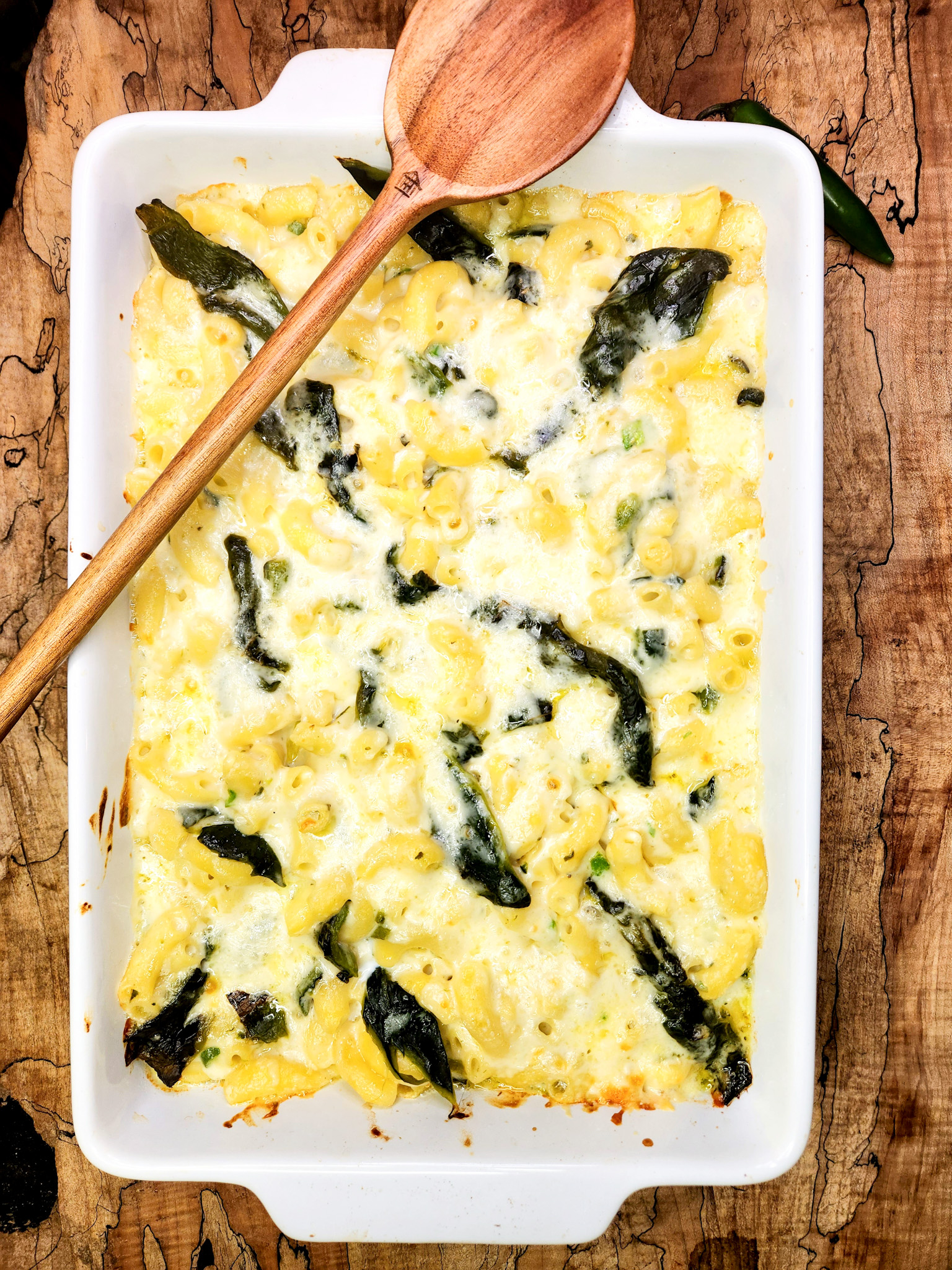 Out West Poblano Mac with fire roasted poblano peppers and a blend of sharp white cheddar and creamy jack cheese for ultimate flavor.