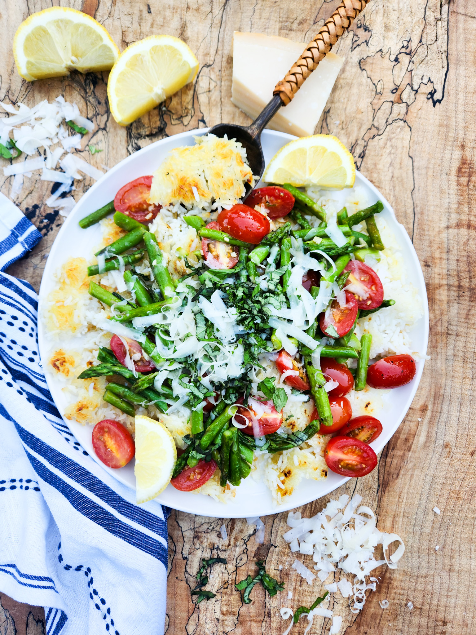 Asparagus-Tomato Crispy Rice