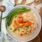 Lobster Risotto is rich and creamy made with arborio rice and plenty of melt in your mouth pieces of lobster.